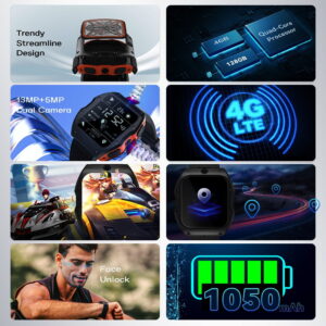 UBABAI DM62 Smart Watch 4G LTE 2GB+16GB Android 8.1 Wifi Gps Camera 2.13inch 1000mah Silicone Strap
