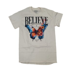 Men's Believe in Who You Are Butterfly Beige Graphic T-Shirt - XL