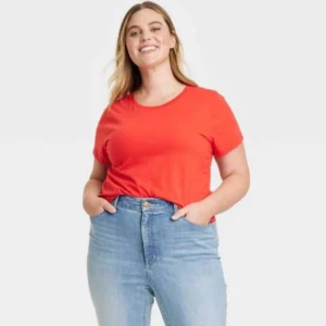 Universal Thread Women's Red Short Sleeve Oversized Cropped T-Shirt Medium
