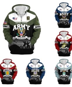 US Veterans Zip Hoodie ATTN271025 - Patriotic Military Tribute Apparel