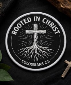 Custom embroidered rooted in christ patch christian cross bible verse faith design inspirational religious iron on badge