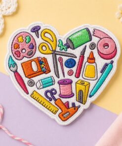 Custom Craft Tools Heart Embroidered Patch Iron On, Sewing Art Patch, DIY Lover Gift, Cute Creative Sew On Patch