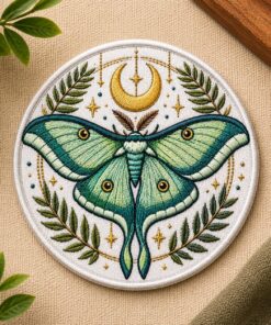 Custom Luna Moth Embroidered Patch Iron On Celestial Nature Insect Applique for Jacket Backpack Decor
