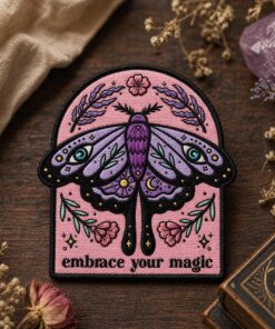 Custom Moth Embroidered Patch Embrace Your Magic Witchy Aesthetic Iron On Patch Floral Mystic Jacket Vest Gift