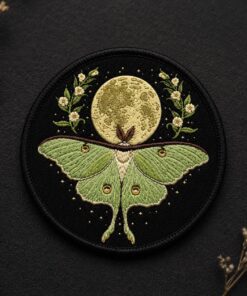Custom Embroidered Luna Moth Iron On Patch, Celestial Nature Patch for Jacket Backpack Cottagecore Gift
