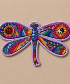 Custom Embroidered Psychedelic Dragonfly Iron On Patch Colorful Boho Hippie Insect Applique for Jackets Bags Hats