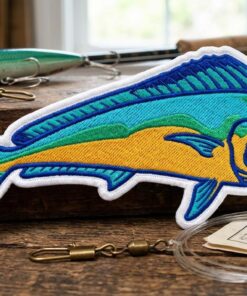 Custom Embroidered Mahi Mahi Patch, Colorful Saltwater Fish Iron On Patch for Fishing Jacket Backpack Hat Angler Gift