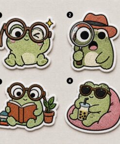 Custom Embroidered Frog Patch Iron On Patch Cute Frog Character Patch Kawaii Animal Patch Jacket Vest Hat Backpack Gift
