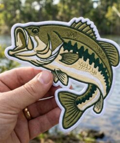 Custom Embroidered Largemouth Bass Patch, Realistic Freshwater Fish Iron On Patch for Fishing Jacket Backpack Hat Outdoor Gift