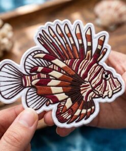 Custom Embroidered Lionfish Patch, Tropical Saltwater Fish Iron On Patch for Ocean Lovers Diving Jacket Backpack Marine Gift