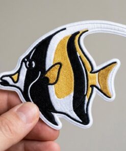 Custom Embroidered Moorish Idol Patch, Tropical Reef Fish Iron On Patch for Jacket Backpack Hat Ocean Lover Gift
