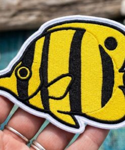 Custom Embroidered Yellow Longnose Butterflyfish Patch, Tropical Ocean Fish Iron On Patch for Jacket Backpack Hat Gift