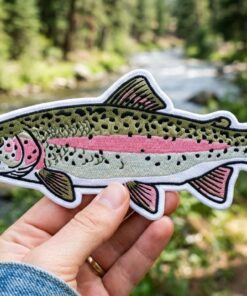Custom Embroidered Rainbow Trout Patch, Freshwater Fishing Iron On Patch for Jacket Backpack Hat Outdoor Angler Gift
